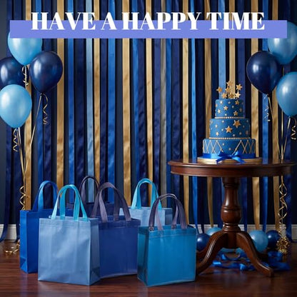 Sweetude 16 Pcs Blue Gift Bags, Reusable Non-woven Tote with Handles - color: Blue