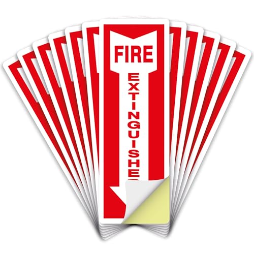 OLANZU 50 Pack Fire Extinguisher Sign Stickers for Wall, 4x12" - size: Pack of 50