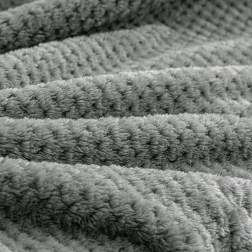 BEDELITE Travel Blanket with Bag, Jacquard Fleece Blanket 65"x40", Grey - color: Grey