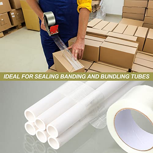 Treela 40 Rolls Strapping Tape Bulk 2 Inch X 60 Yards 5.5 Mil Fiberglass Filament Tape Transparent Reinforced Heavy Duty Packing Strips for Shipping Sealing Binding Fixing