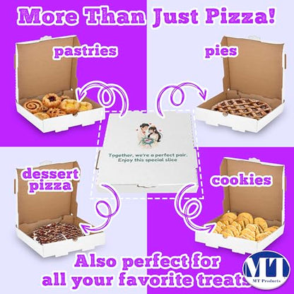 MT Products White Custom Printed Pizza Boxes with logo - 10 x 10 x 1.75 Corrugated Cardboard - color: Custom Printed - White