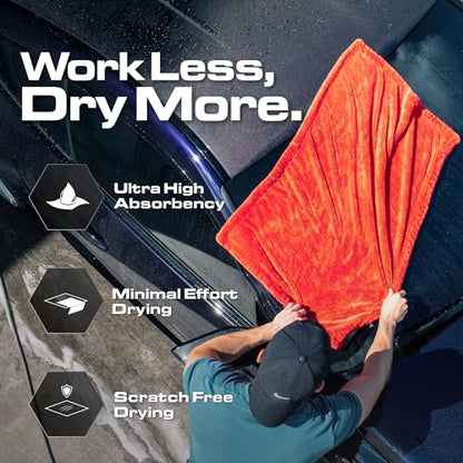 Blackline Microfiber Car Drying Towel 24"x36", 1300GSM Twisted Loop - color: Crimson