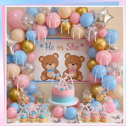 30 Pack Pink Blue Bow Cake Toppers Ribbon Bows for Cake - color: Pink, Blue