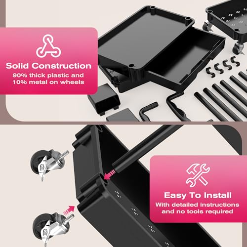 Goovilla Rolling Makeup Organizer Cart with Removable Drawer, 3 Tier Black - color: Black, size: 3 Tier