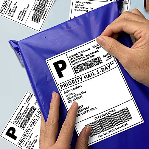 POLYSELLS 500pcs 4x6 Direct Thermal Shipping Labels White Perforated Fanfold Labels, 500 Labels per Stack - Commercial Grade - style: 1 Stack I 500 Labels
