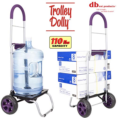 dbest products Trolley Dolly Purple Foldable Shopping cart for Groceries with Wheels and Removable Bag and Rolling Personal Handtruck Standard, 1 unit - color: Purple, style: Cart