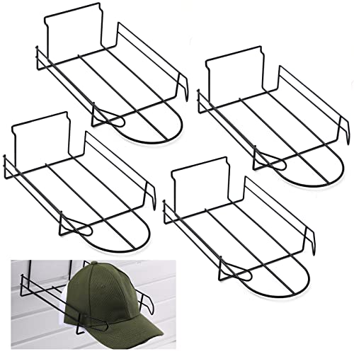 Yexiya 4 Pcs Slatwall Hat Display Wire Baseball Hat Rack Black Organizer