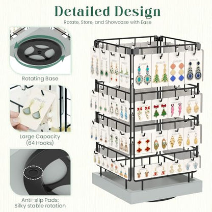 EsLuker.ly Rotating Earring Display Holder Stand for Vendors Selling, Light Grey - color: Light Grey+Black