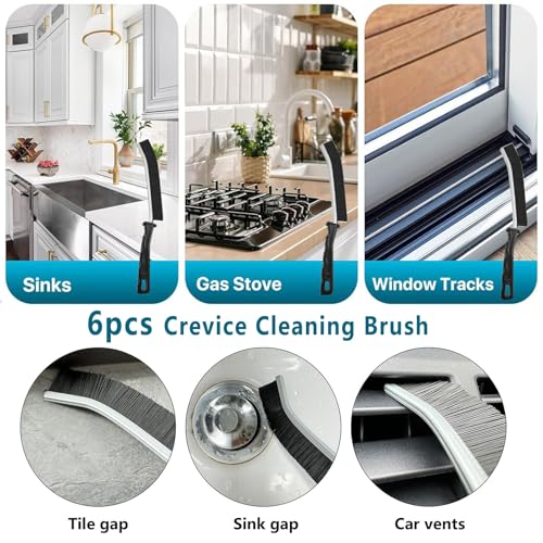 Commercial-Grade Crevice Cleaning Brush Set, Ultra-Stiff Heavy-Duty Gap Scrubber Tools for Bathroom Grout, Window Tracks & Auto Detailing, Zero Cross-Contamination,12Pcs - size: 12Pack