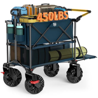 TIMBER RIDGE Push & Pull Double Decker Wagon, 400L Capacity & 450lb Load