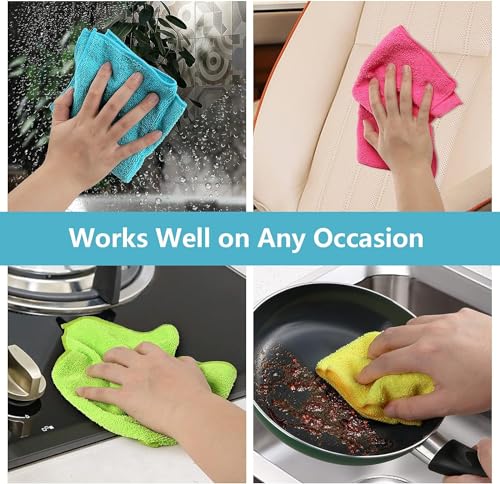 HOMEXCEL 12PK Microfiber Cleaning Cloth, Cleaning Rag for Home, 11.5x11.5in - color: Multicolor