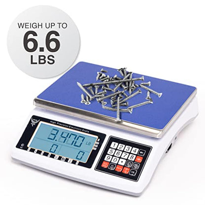 PEC Digital Counting Scale - Digital Inventory Scale for Packages and Mail - Weight Counting Scale for Coins and Small Parts - 6.6lbs - size: 6.6lbs Capacity