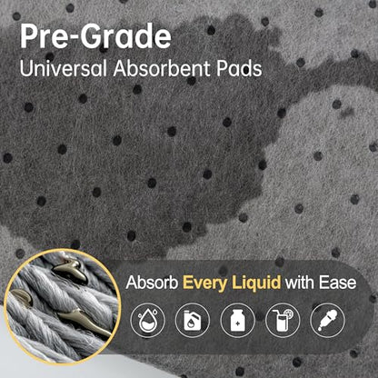 AAwipes Oil Absorbent Pads 9.8" x 13" 20 Packs Universal Multi-Liquid Spill Control Tear-Off Design for Garage, Workshop, Industrial Use Heavy-Duty Grey(OG1013T-20) - size: 10"X13" 20PCS Grey