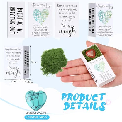 Motipuns 60 Sets Emotional Heart Natural Stones with Boxes for Employee