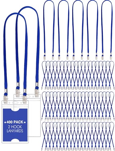 Patelai 400 Pack Double Clip Lanyards Bulk Face Mask Lanyards, Blue - color: Blue