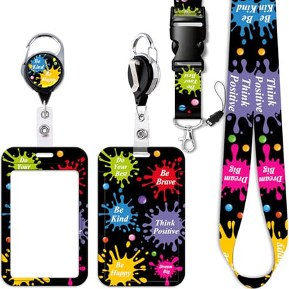 Black Cool Detachable Badge Holder Lanyard with Retractable Badge Reel Clip Cute Keychain for Women Men Teens Teachers Kids for ID Badge Keys Preppy School ID Holder Reel Lanyard, Inspirational Quotes - color: Detach Black Quote