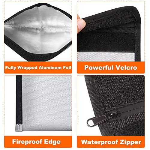 Fire Proof Money Bag for Cash, Small Motorcycle Document Holder, 2-Pack - color: silver+black