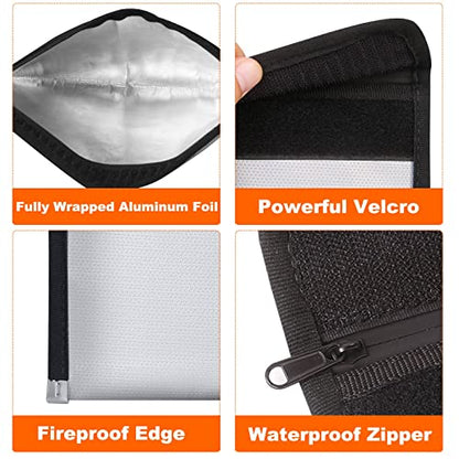 Small Fire Proof Travel Document Pouch, Birth Certificate Holder 2-Pack - color: small-grey+small-grey