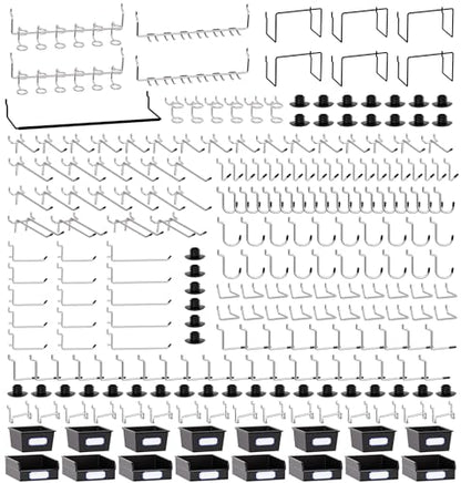 FRIMOONY Peg Board Organizer Accessories, Pegboard Hook Locks, Bins, for Organizing Pliers, Wrenches, Screwdrivers, 333-Piece - size: 333PCS