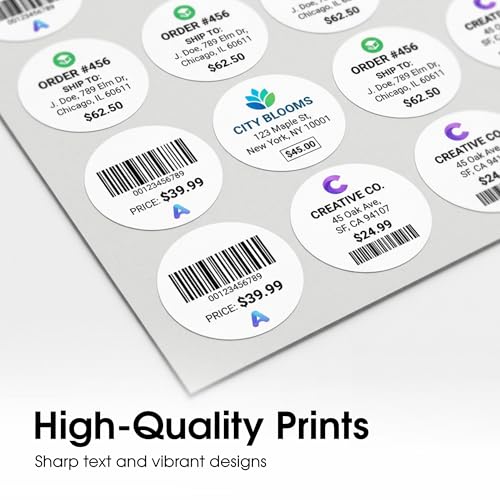 2" Circle Labels for Laser & Inkjet, Spartan Industrial Template C004 - size: 2" Circle