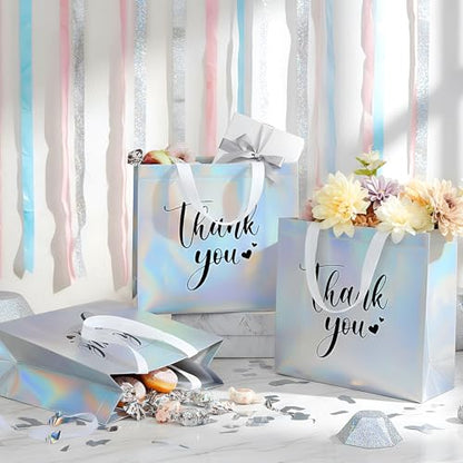 Sweetude 30 Thank You Non Woven Gift Bag, 11 x 12 x 5 Inch, Laser - color: Laser, size: 11 X 12 X 5 Inch