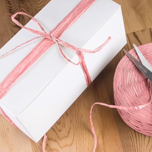 218 Yards Raffia Paper Craft Ribbon Packing Paper Twine, 1/4 Inch by 218 Yards - color: Pink