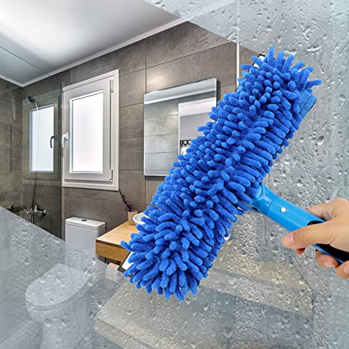 VITEVER Professional 69'' Window Squeegee Cleaner Tool with Extension Pole, 2-in-1 Squeegee for Window Cleaning Kit with Scrubber and Rotating Head, 1 Blade 2 Scrubber - size: 69 inches