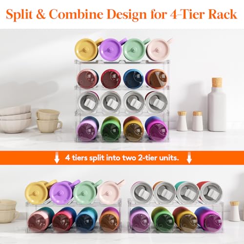 Lifewit Stackable Water Bottle Organizer, Clear Tumbler Holder for Cabinet - size: 4 Tier-16 Bottle