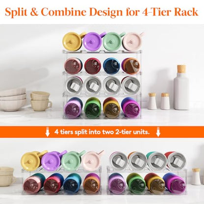 Lifewit Stackable Water Bottle Organizer, Clear Tumbler Holder for Cabinet - size: 4 Tier-16 Bottle