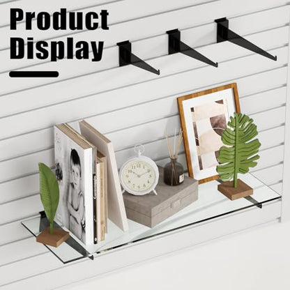 12" Black Slat Wall Shelf Brackets,10 PCS Slat Wall Brackets with Lip, Floating Metal Slat Wall Accessories - size: 12 Inch