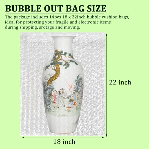 14 Pack Clear Bubble Out Bags Pouches, Large Bubble Bag 18x22" - size: 18x22 inch