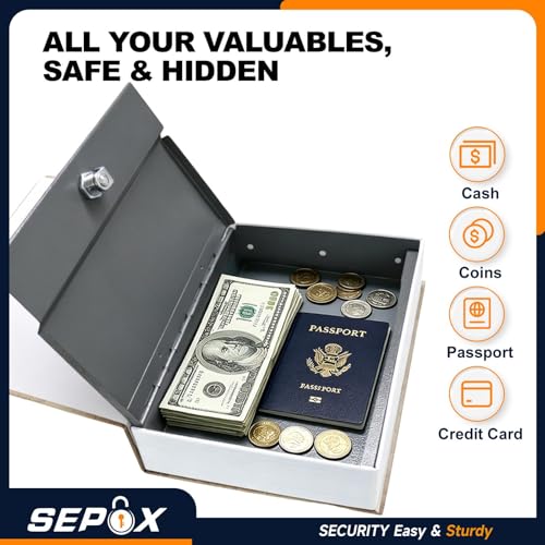 SEPOX® Large Dictionary Safe Book Box Real Paper Cover with Key Lock Hidden - color: Blue