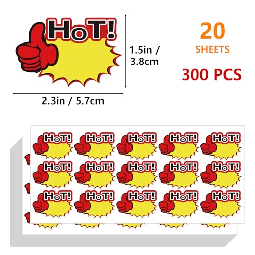 300 Pcs Garage Sale Stickers, 2.3 x 1.5 Inches, HOT Style - style: Hot