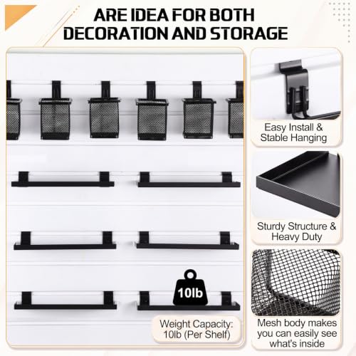 12 Sets Slatwall Metal Shelves Cups Organizer Bins with Hook