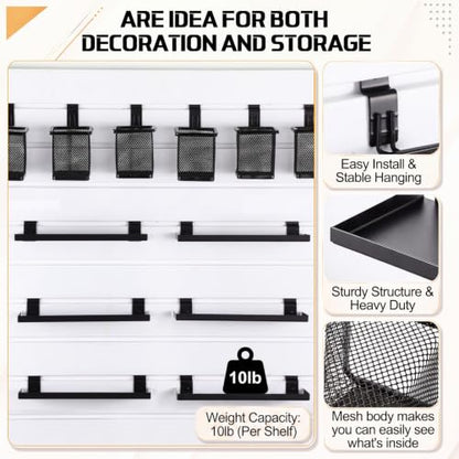 12 Sets Slatwall Metal Shelves Cups Organizer Bins with Hook