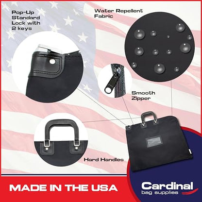 Large Locking Document Bag, Black, 16 x 20 inch - color: Black