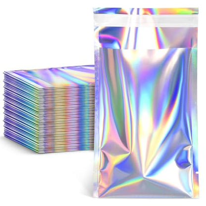 FUNFERY 4.7x7 in Holographic Mylar Poly Mailers Self Sealing Adhesive Bag - color: Holographic Self Adhesive-50P, size: 4.7x7 inch