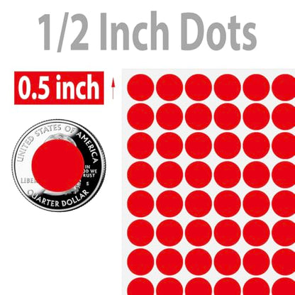 Colored Dot Stickers, 1/2" Round Circle Labels, 10 Color Coding Labels