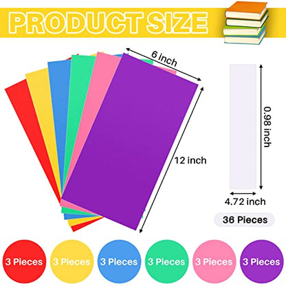 Chinco 18 Pack Library Shelf Dividers with 36 Stickers, 6x12 Inch Colorful