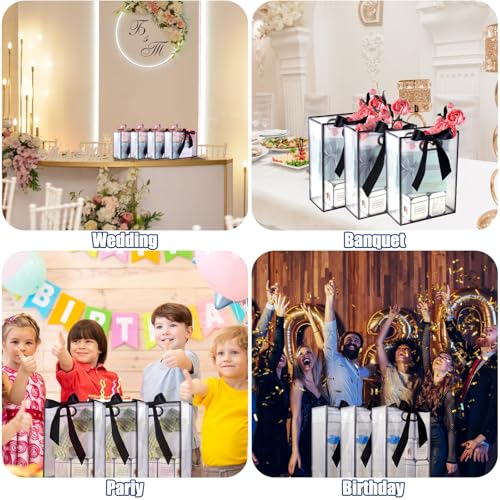 GAWBYET 24 Pcs Clear Plastic Gift Bags with Handles,Black - color: 7x10x3.15 Inch