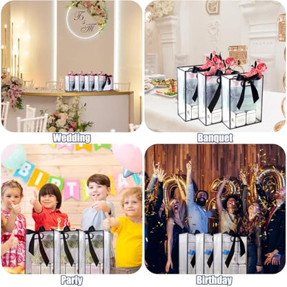 GAWBYET 24 Pcs Clear Plastic Gift Bags with Handles,Black - color: 8.6x12x4 Inch