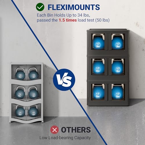FLEXIMOUNTS 150 QT Stackable Plastic Storage Bins With Lids, Black - color: Black, size: 37 Qt-4 Pack