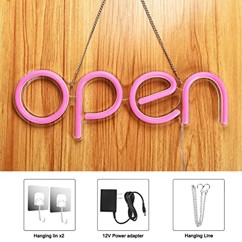 LED Open Sign,16x6 inch Open Signs for Business with Open Close Sign(Pink) - color: Pink