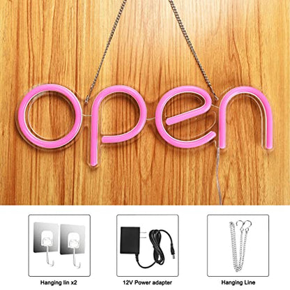 LED Open Sign,16x6 inch Open Signs for Business with Open Close Sign(Pink) - color: Pink