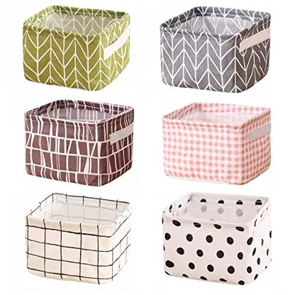 6-Pack Foldable Canvas Storage Baskets with Handle - color: Style C