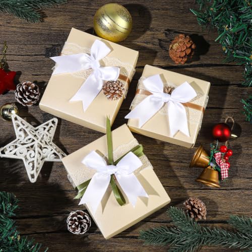 YGDZ White Bows 3.3 Inch Self Adhesive Ribbon Satin Bow for Crafts, Gift Wrapping - color: White