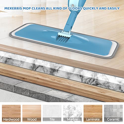 Spray Wet Mops for Floor Cleaning: Hardwood Floor Mop Refillable 2 Bottles - color: Blue