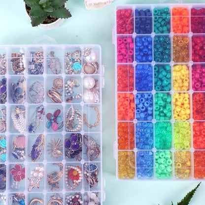 Bead Organizer Storage 4 Pack 36 Grid Jewelry Tackle Craft Box Adjustable - color: 4 Pack
