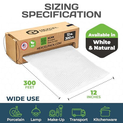HexcelPack HexcelWrap Mini Honeycomb Packing Paper - White, 12" x 300' - color: White HoneyComb, size: 12" x 300 Feet - Roll with Dispenser Box