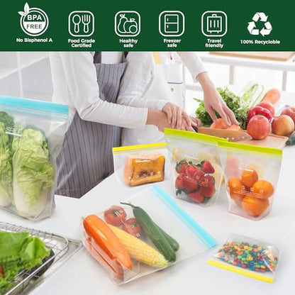 SPLF 8 Pack Reusable Gallon Freezer Bags Dishwasher Microwave Safe - size: Gallon